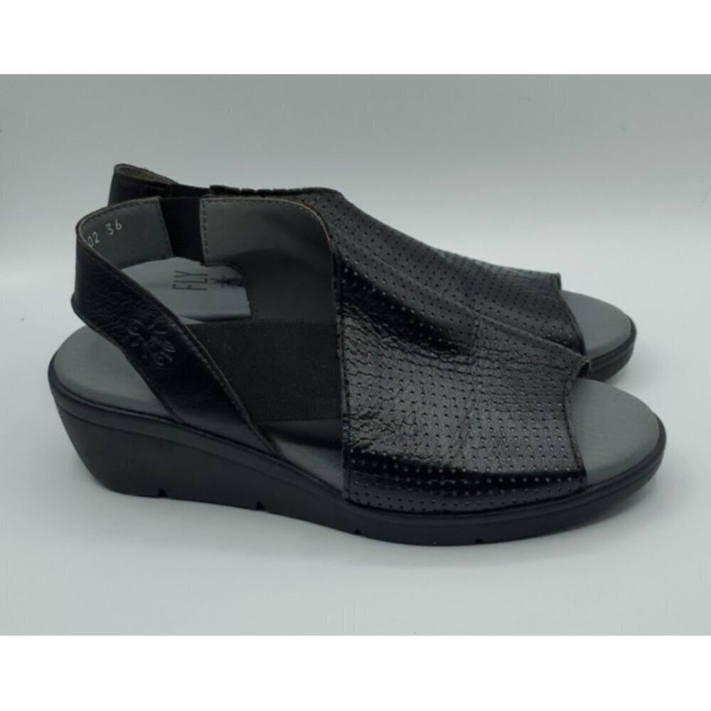 Fly London Women's Black Corners Sandal Peep Toe Size 36 US 5.5 - 6 - Picture 8 of 14